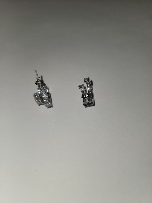 Double curve sterling silver stud earrings