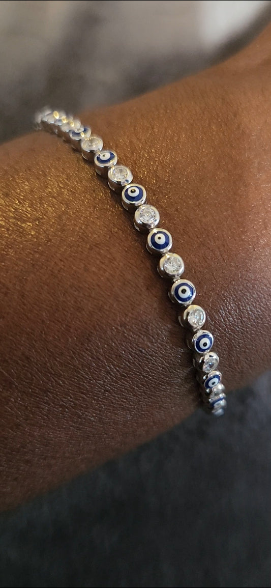 Evil eye beaded and bling bracelet