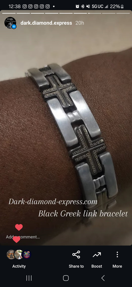 Black link greek bracelet Unisex